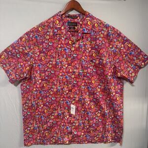 Paul Fredrick Mens XXL Red Tropical Hawaiian Shirt Short Sleeve NWT